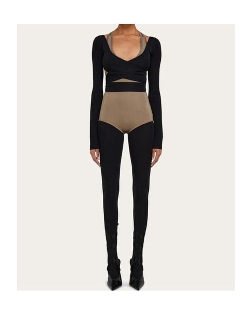 Ferragamo Brown Ferragamo Sleek Racerback Knitted Bodysuit