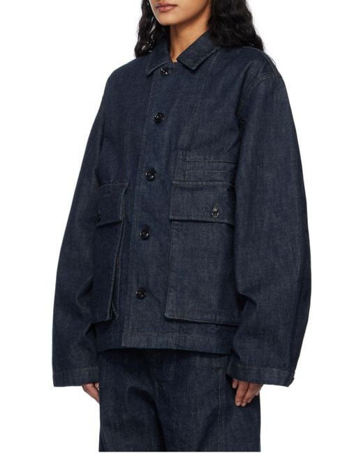 Lemaire Blue Boxy Collared Button-Up Denim Jacket