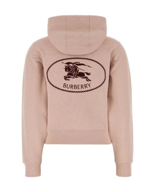 Burberry Pink Knight Stamp Cotton Zip Hoodie