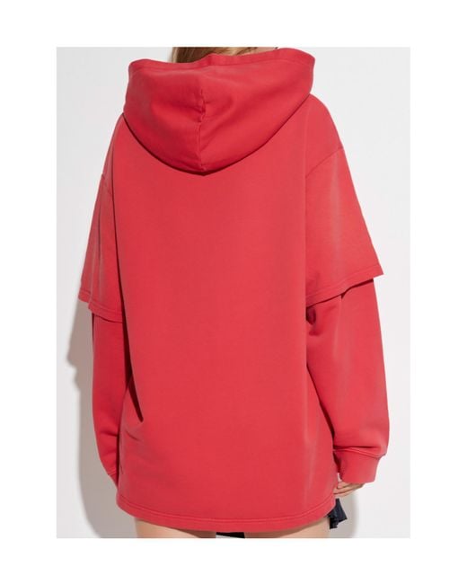 Acne Red Long-Sleeved Hooded Sweatshirt