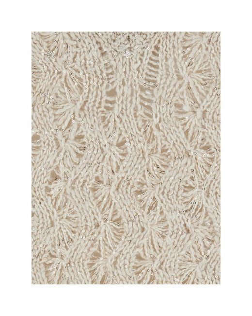 Brunello Cucinelli White Dazzling V-Neck Cable Vest