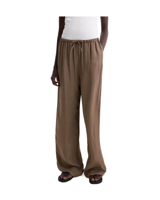 Rohe Brown Mini-Check Drawstring Trousers
