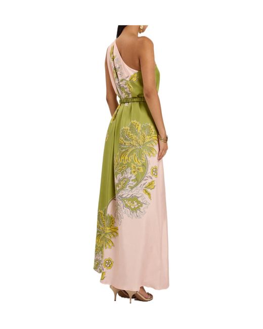LaDoubleJ Metallic Roy Printed Belted Silk Maxi Dress