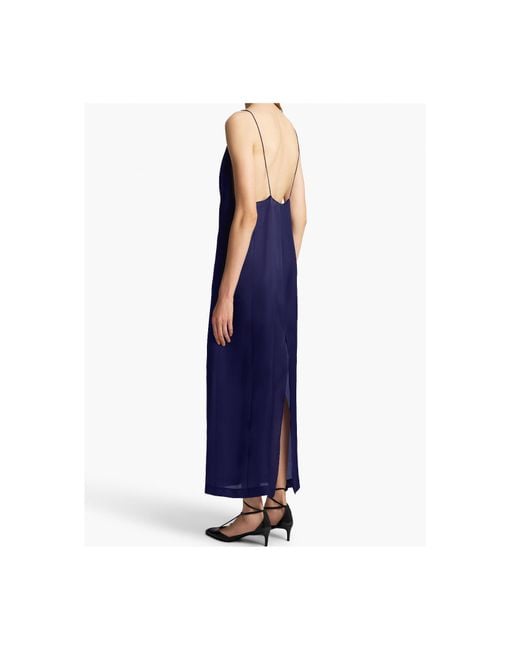 Khaite Blue Tulula Satin Slip Maxi Dress