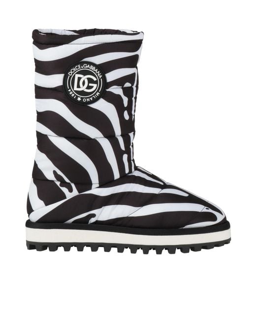 Dolce & Gabbana Black Striped Short Boots