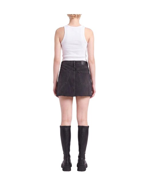 Rag & Bone Black Colorful Denim Midi Skirt