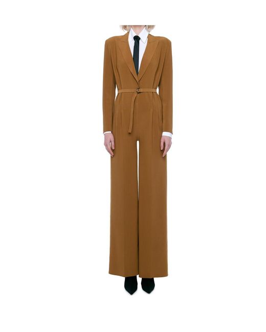 Norma Kamali Natural Single Breasted Jumpsuit