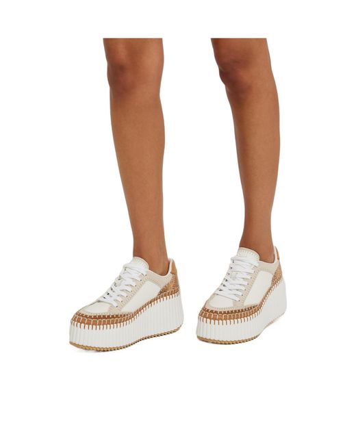 Chloé Natural Leather Platform Sneakers