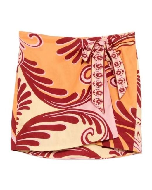 Farm Rio Red Arabesque Tie Skirt