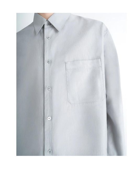 Lemaire Gray Chest-Pocket Long-Sleeve Shirt for men