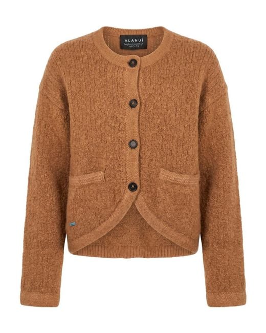 Alanui Brown Button-Up Bouclé Cardigan