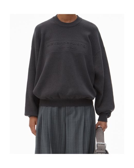 Alexander Wang Black Logo Embossed Ribbed-Knit Jumper