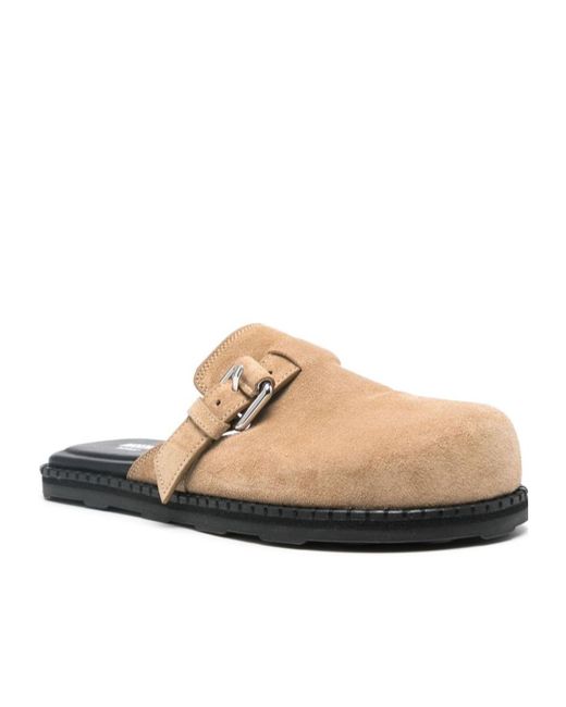 Moschino Brown Buckled Round Toe Mules