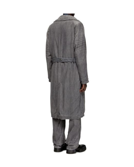 DIESEL Gray D-Matthew- Double Breasted Belted Coat for men