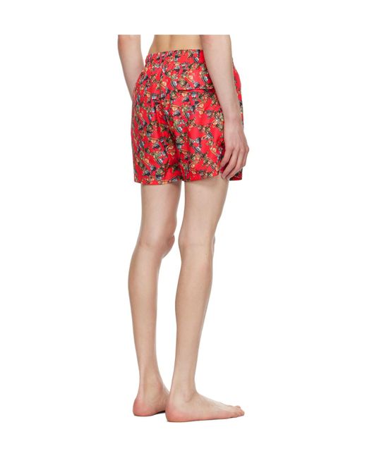 Vivienne Westwood Red Crazy Orb Swim Shorts for men