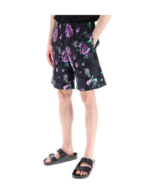 MSGM Blue Graphic Printed Bermuda Shorts for men