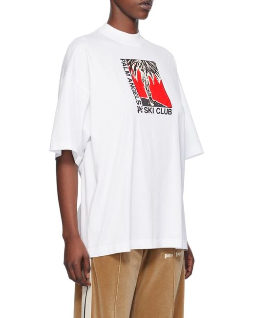 Palm Angels White Graphic Printed Crewneck T-Shirt