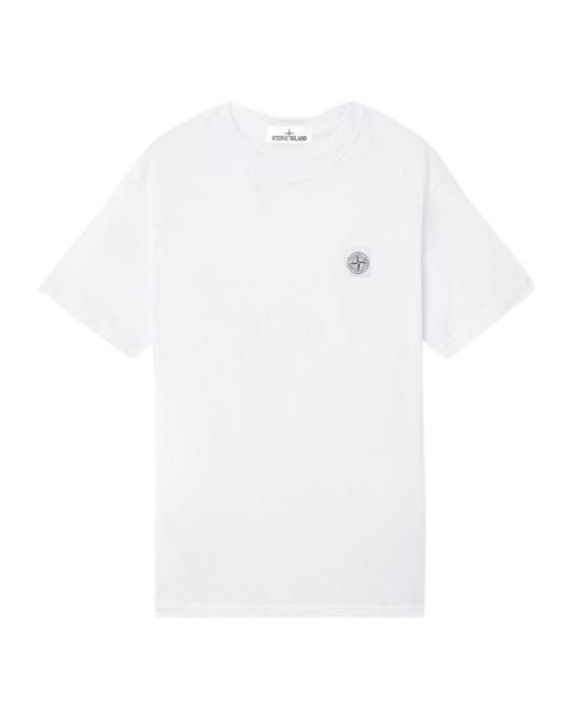 Stone Island White Short-Sleeve T-Shirt for men