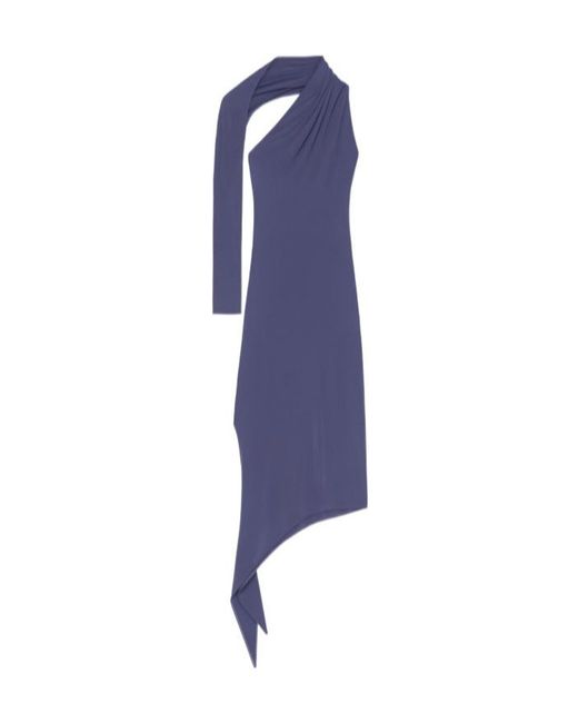 Courreges Blue Slash Crepe Maxi Dress