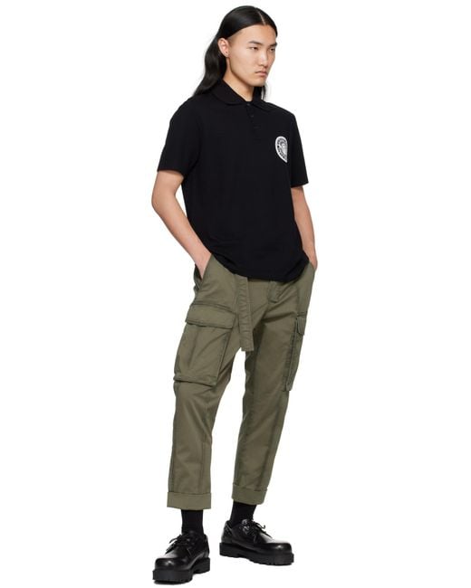 Balmain Black Coin-Printed Polo Shirt for men