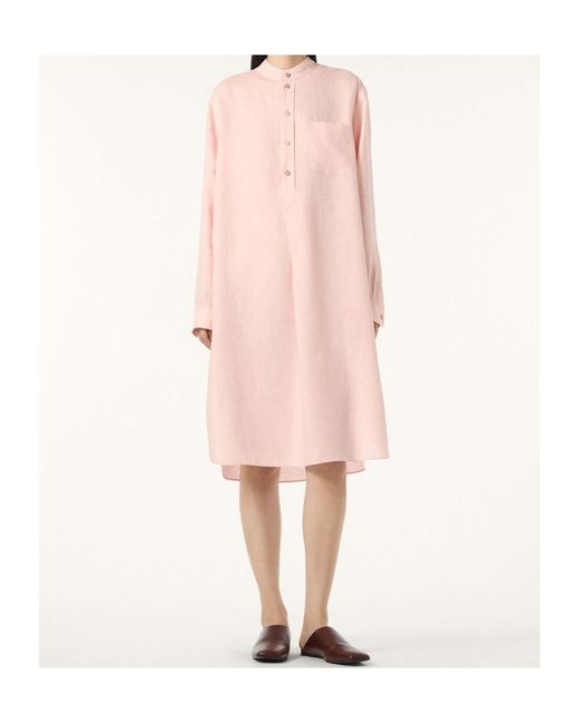 Loro Piana Pink Long-Sleeved Shirt Dress