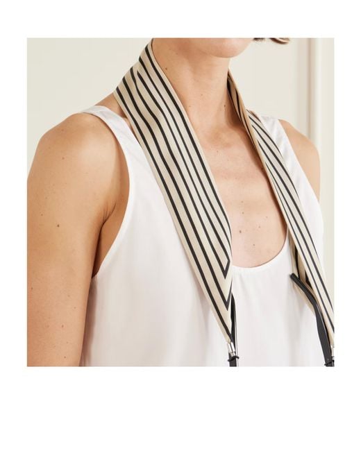 Totême White Printed Silk-Twill Scarf
