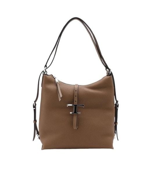 Tod's Brown Zippered Shoulder Bag