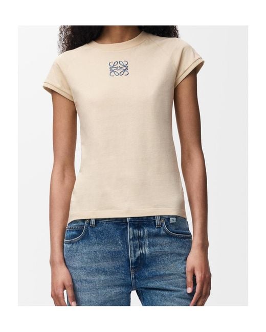 Loewe Natural Anagram Embroidered Small Fit T-Shirt