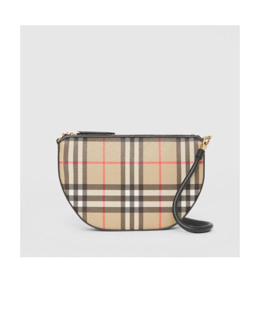 Burberry White Olympia Vintage Check Mini Shoulder Bag