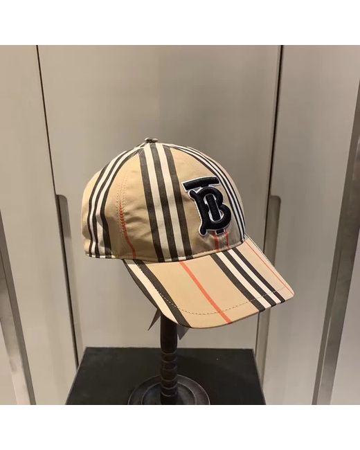 Burberry Natural Monogram Striped Baseball Cap for men