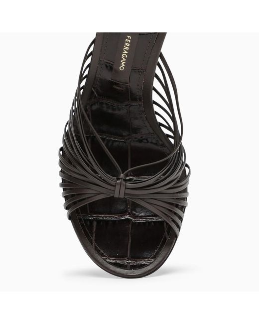Ferragamo Black Strap-Up High-Heeled Sandals