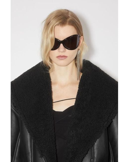 Acne Black Drop Shoulder Biker Jacket