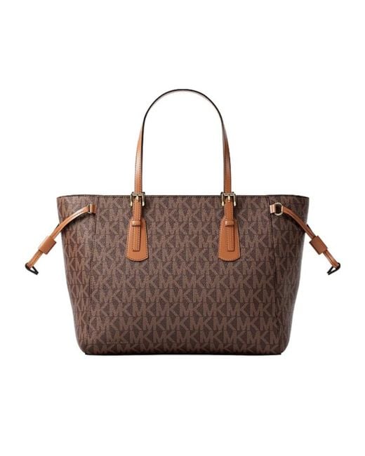 Michael Kors Brown Voyager Extra-Small Signature Logo Convertible Crossbody Bag