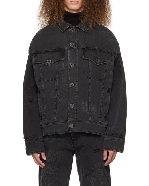 Balmain Blue Distressed Denim Jacket for men