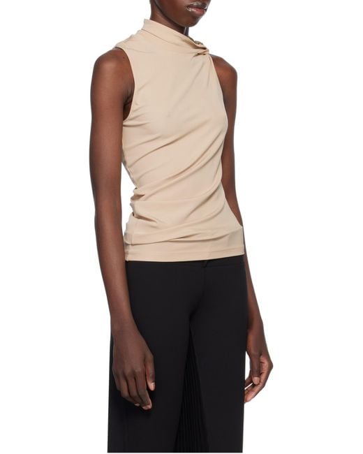 Courreges Natural Courrèges Draped Asymmetric Jersey Top