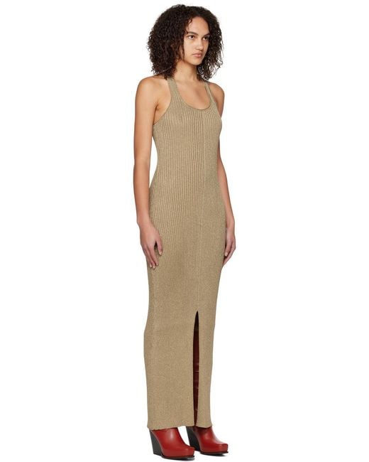 Stella McCartney Natural Sleeveless Knit Midi Dress
