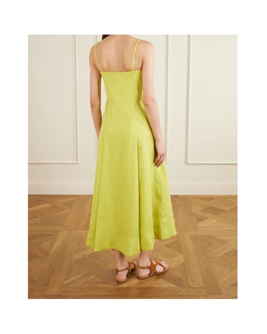 Gabriela Hearst Yellow Magritte Linen Midi Dress
