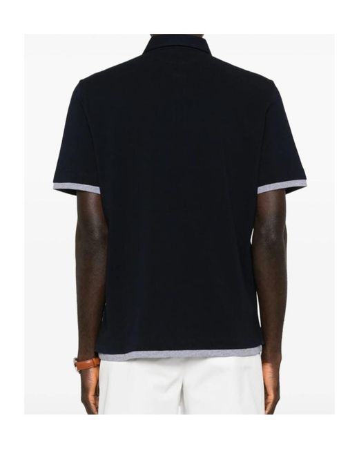 Brunello Cucinelli Black Buttoned Trim Polo Shirt for men