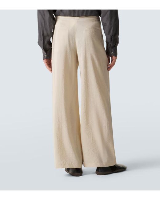 Lemaire Natural Silk-Blend Wide-Leg Pants for men