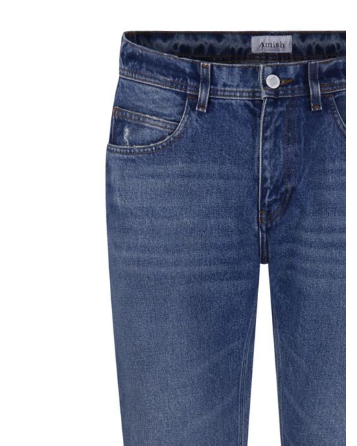 AMISH Blue Mid-Rise Straight Jeans for men