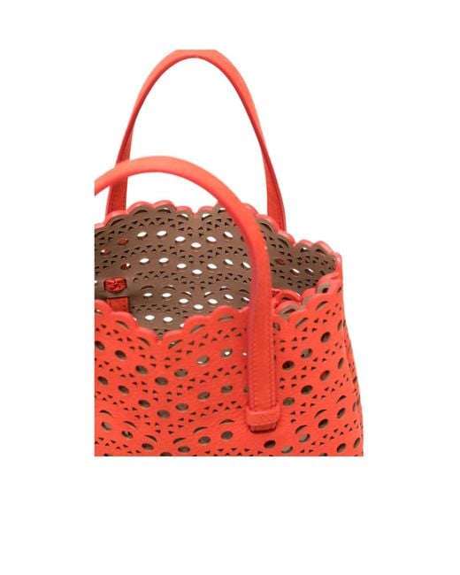 Alaïa Red Alaïa Laser-Cut Shoulder Bag