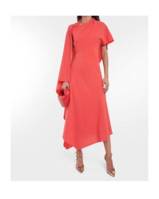 Roksanda Red Pascale Cape-Detail Crepe Maxi Dress