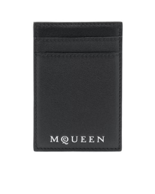 McQueen Black Logo Printed Card Holder for men