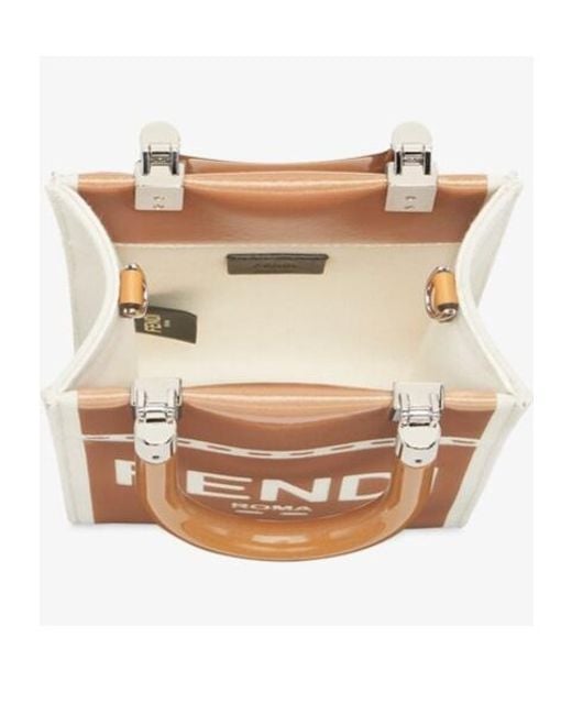 Fendi Brown Logo Detailed Sunshine Small Shopper Bag