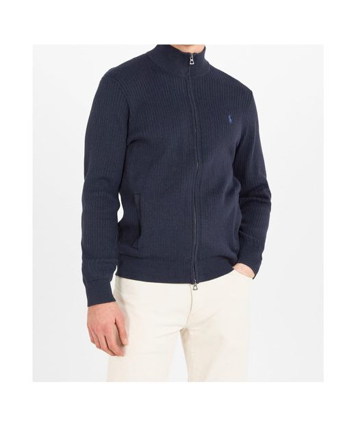 Polo Ralph Lauren Blue Zippered Knit Sweater for men