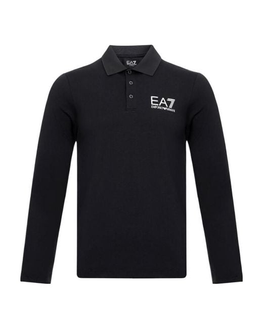 EA7 Blue Long-Sleeved Polo Shirt for men