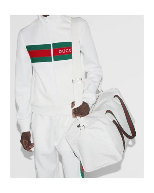 Gucci White Medium Duffle Bag With Web for men
