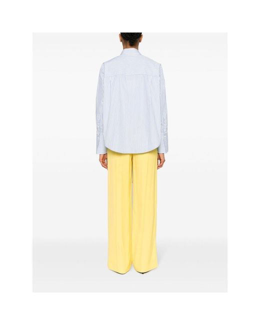 Victoria Beckham White Long-Sleeved Striped Shirt