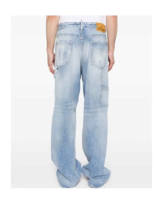 DSquared² Blue Light Diagonale Wash London Bro Jeans for men