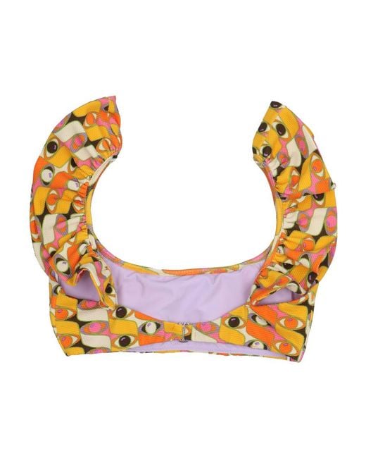 LaDoubleJ Metallic Ruffle Bikini Top